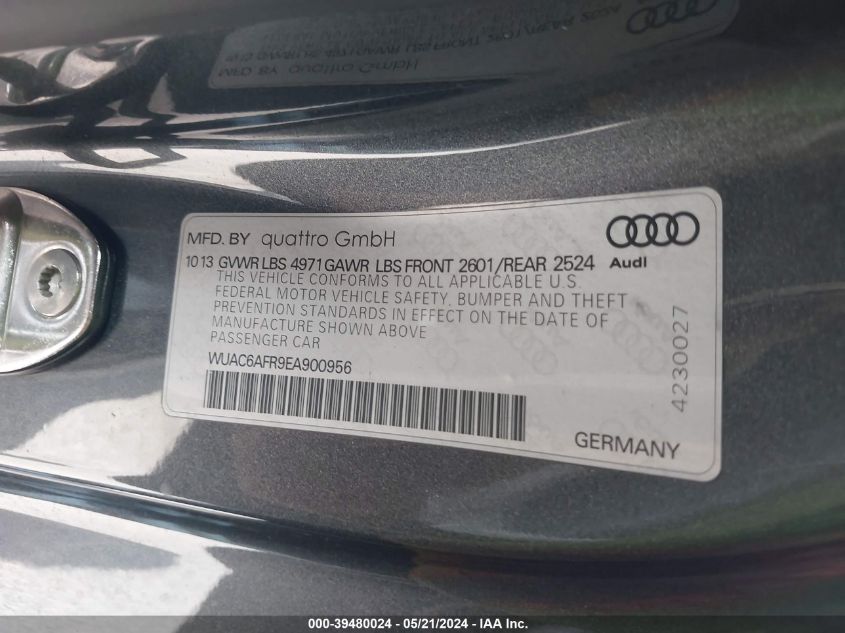 2014 Audi Rs 5 4.2 VIN: WUAC6AFR9EA900956 Lot: 39480024