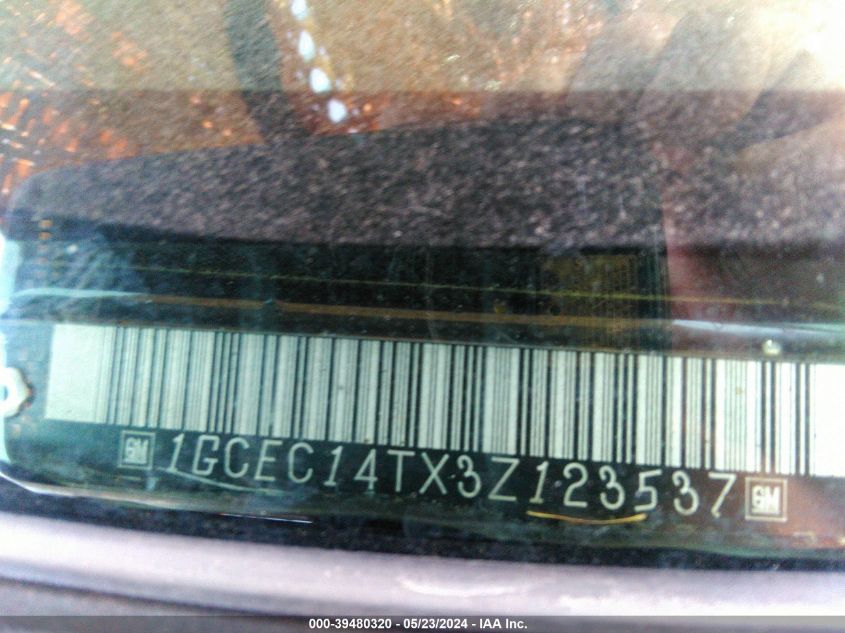 2003 Chevrolet Silverado 1500 Ls VIN: 1GCEC14TX3Z123537 Lot: 39480320