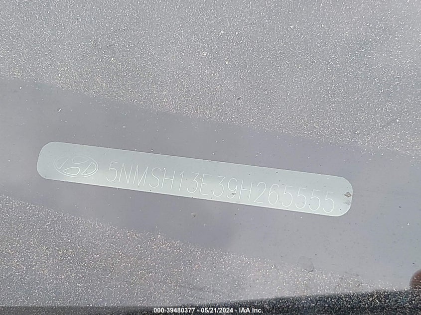 2009 Hyundai Santa Fe Limited VIN: 5NMSH13E39H265555 Lot: 39480377