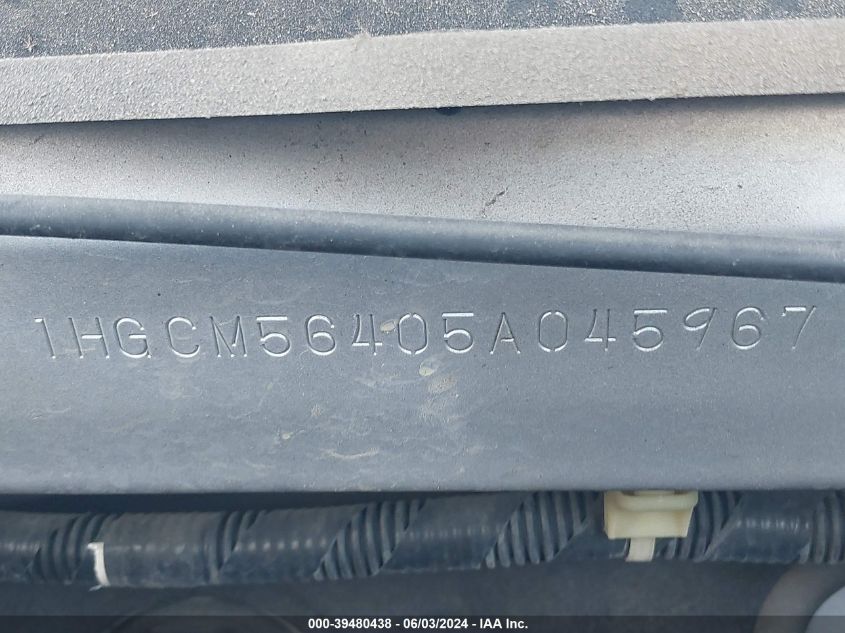 2005 Honda Accord 2.4 Lx VIN: 1HGCM56405A045967 Lot: 39480438