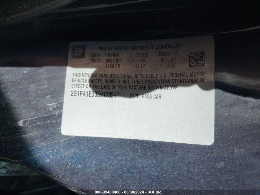 2014 Chevrolet Camaro 2Ls VIN: 2G1FA1E30E9173541 Lot: 39480480