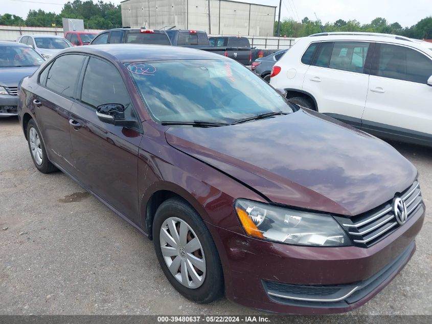 2013 Volkswagen Passat 2.5L S VIN: 1VWAP7A3XDC047569 Lot: 39480637