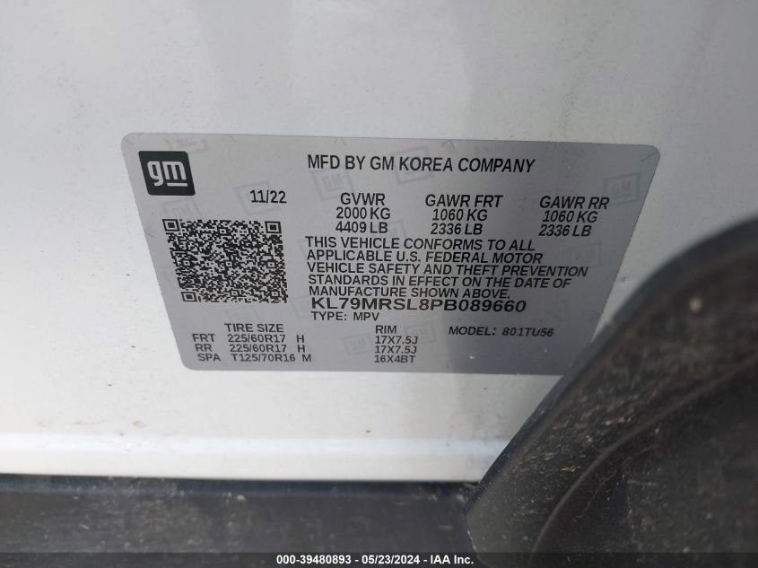 2023 CHEVROLET TRAILBLAZER AWD LT - KL79MRSL8PB089660