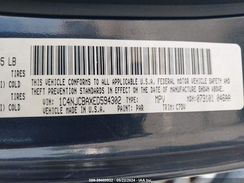 2014 JEEP COMPASS SPORT - 1C4NJCBAXED594302