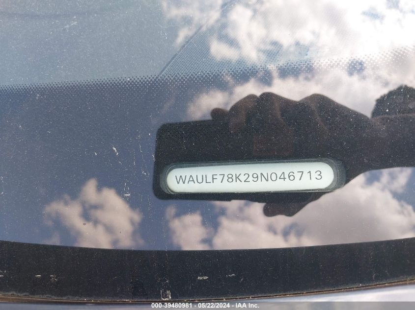 2009 Audi A4 2.0T Premium VIN: WAULF78K29N046713 Lot: 39480981