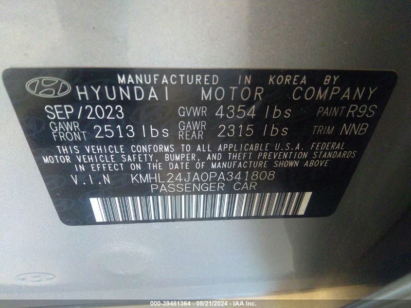 2023 Hyundai Sonata Se VIN: KMHL24JA0PA341808 Lot: 39481364