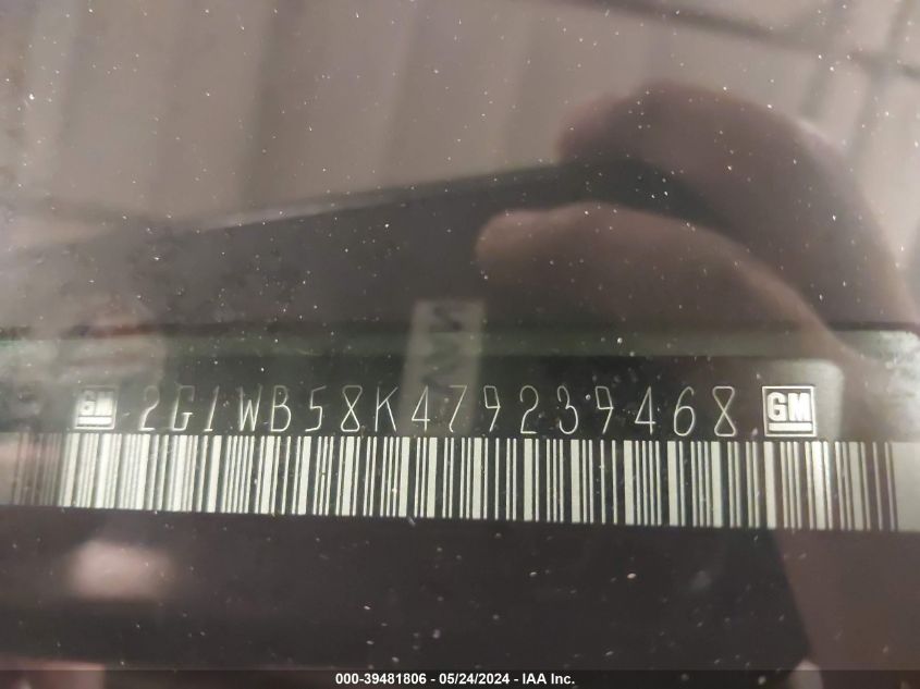 2007 Chevrolet Impala Ls VIN: 2G1WB58K479239468 Lot: 39481806