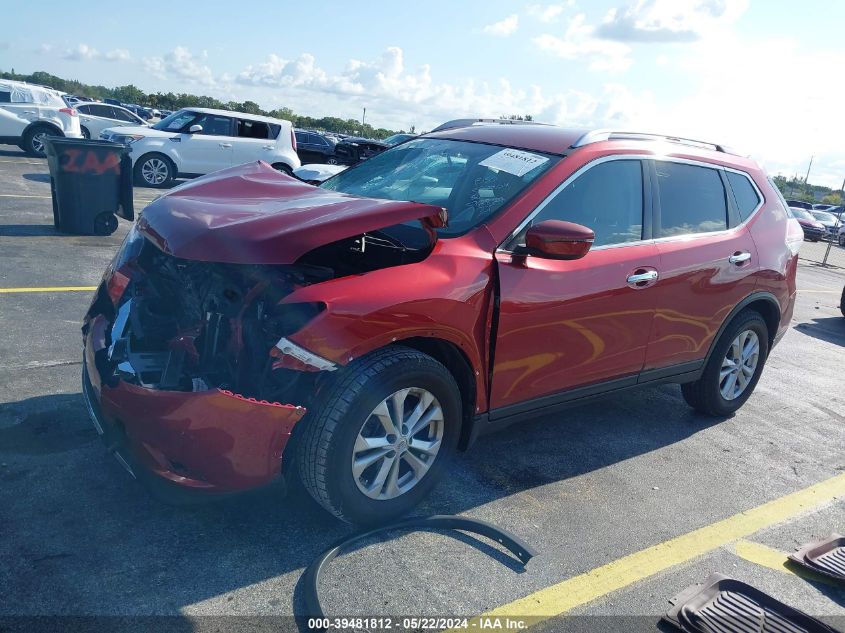 2016 Nissan Rogue Sv VIN: KNMAT2MT3GP592829 Lot: 39481812