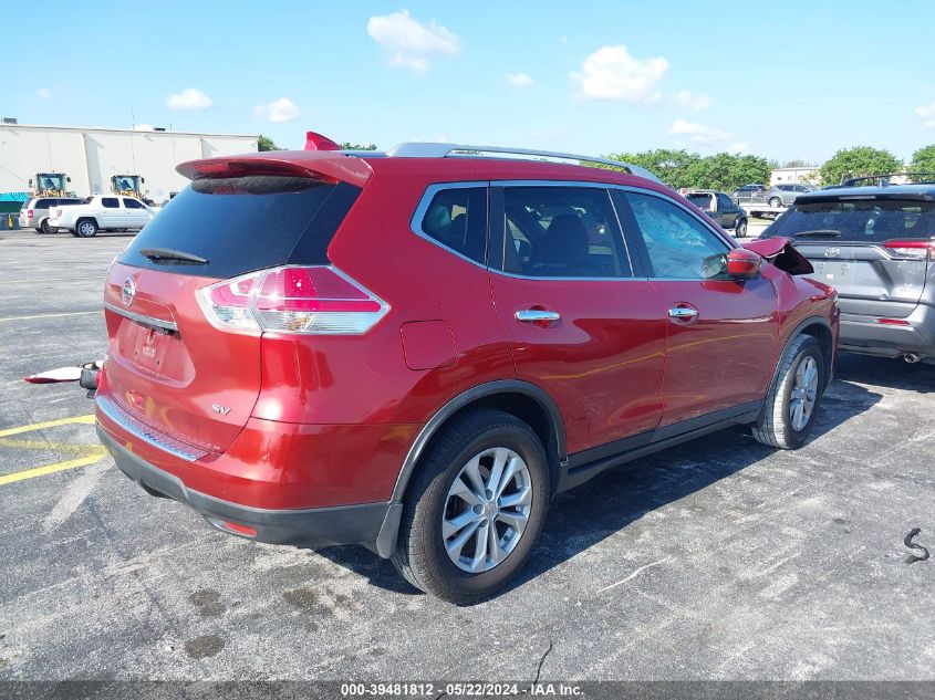 2016 Nissan Rogue Sv VIN: KNMAT2MT3GP592829 Lot: 39481812