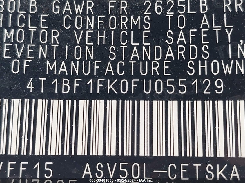 2015 Toyota Camry Se VIN: 4T1BF1FK0FU055129 Lot: 39481830