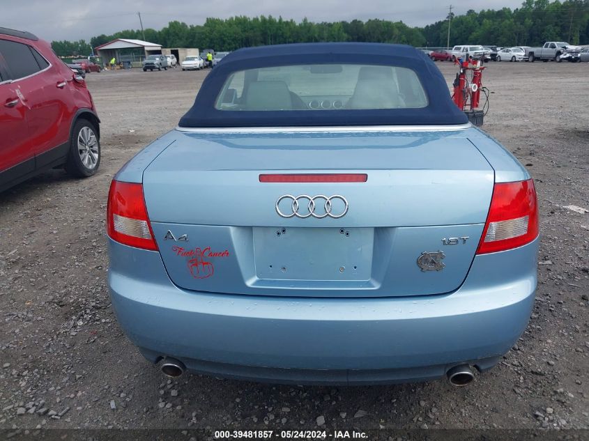 2004 Audi A4 1.8T VIN: WAUAC48H64K008995 Lot: 39481857