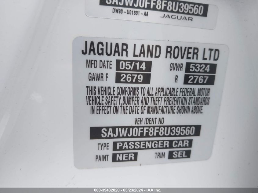 SAJWJ0FF8F8U39560 2015 Jaguar Xf 3.0 Portfolio/3.0 Sport