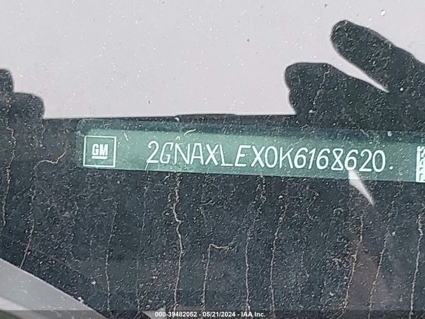 2019 Chevrolet Equinox Lt VIN: 2GNAXLEX0K6168620 Lot: 39482052