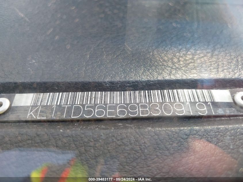2009 Chevrolet Aveo Lt VIN: KL1TD56E69B309191 Lot: 39483177
