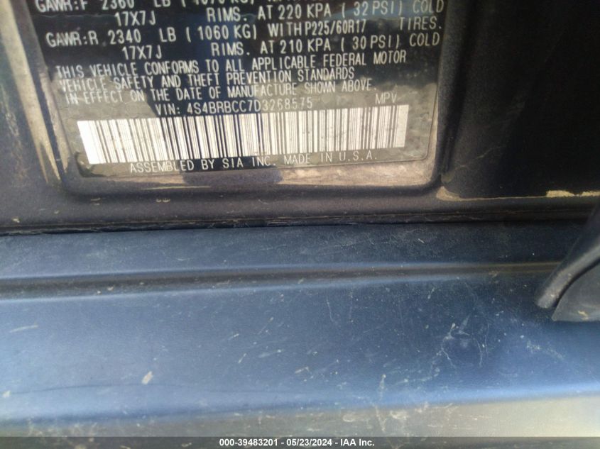 2013 Subaru Outback 2.5I Premium VIN: 4S4BRBCC7D3268575 Lot: 39483201