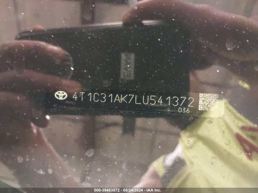 2020 Toyota Camry Le Hybrid VIN: 4T1C31AK7LU541372 Lot: 39483572
