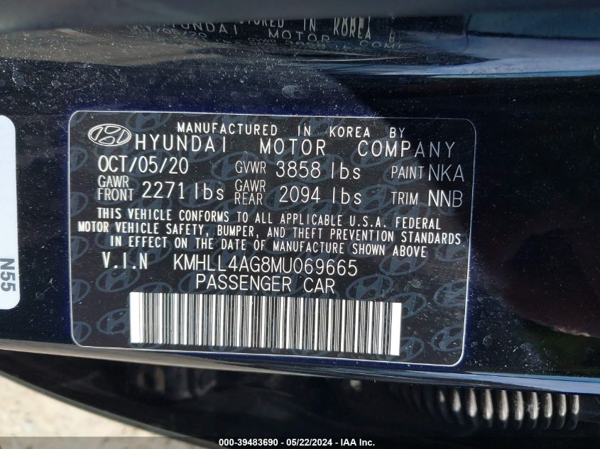 2021 Hyundai Elantra Se VIN: KMHLL4AG8MU069665 Lot: 39483690