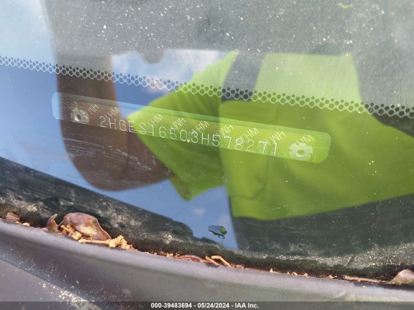 2003 Honda Civic Lx VIN: 2HGES16503H578271 Lot: 39483694