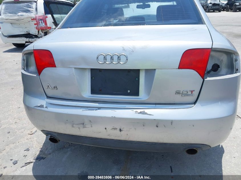 2006 Audi A4 2.0T VIN: WAUDF78E56A205564 Lot: 39483806