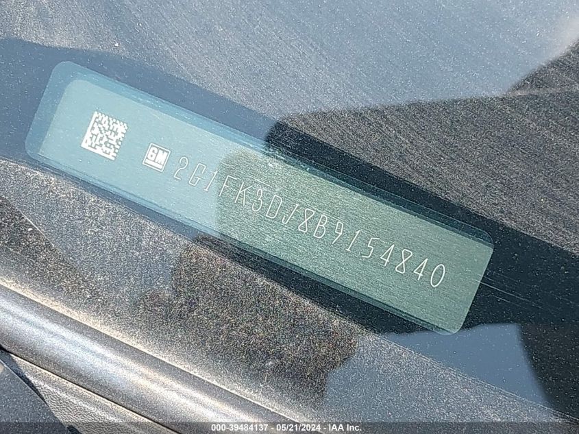 2011 Chevrolet Camaro 2Ss VIN: 2G1FK3DJ8B9154840 Lot: 39484137