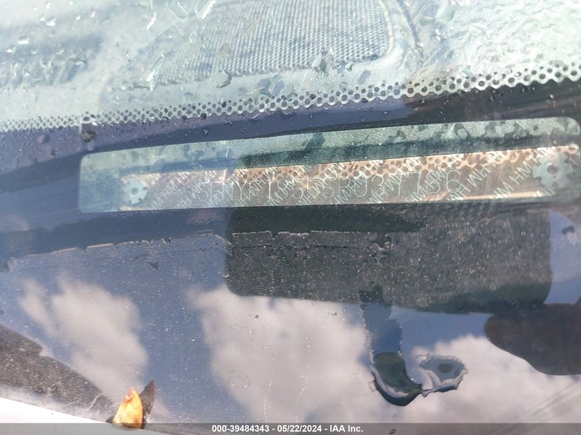 2005 Honda Pilot Ex-L VIN: 5FNYF18555B037786 Lot: 39484343