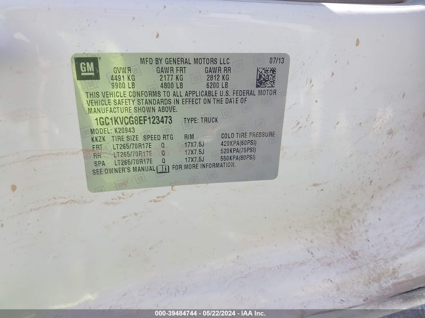 2014 Chevrolet Silverado 2500Hd Work Truck VIN: 1GC1KVCG8EF123473 Lot: 39484744