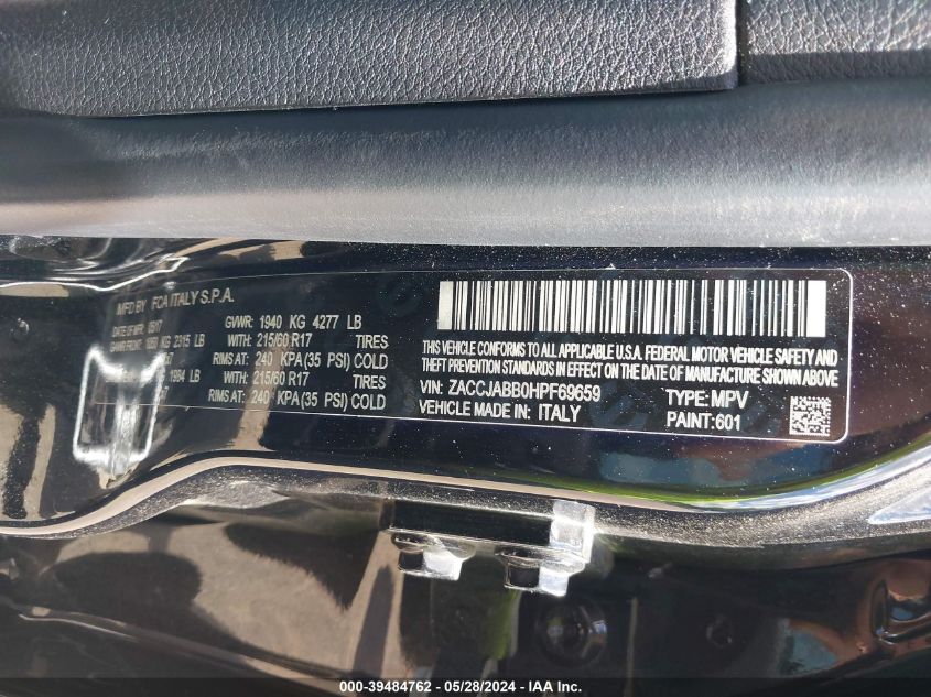 2017 JEEP RENEGADE LATITUDE FWD - ZACCJABB0HPF69659