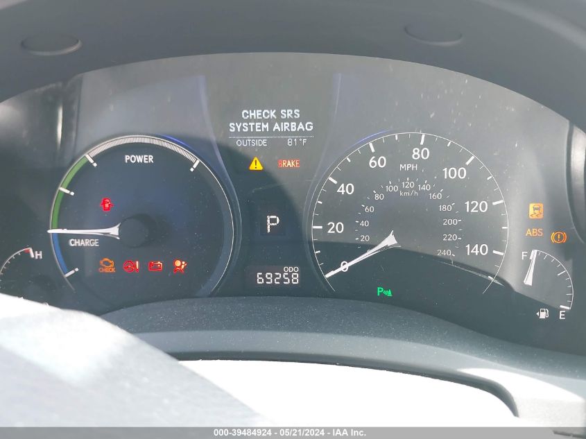 2010 Lexus Rx 450H VIN: JTJZB1BA6A2002335 Lot: 39484924