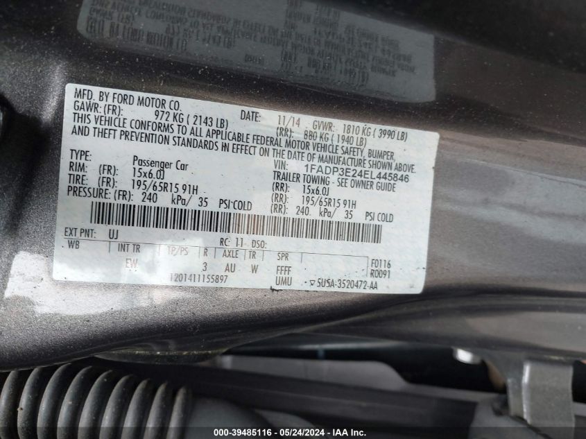 2014 FORD FOCUS S - 1FADP3E24EL445846