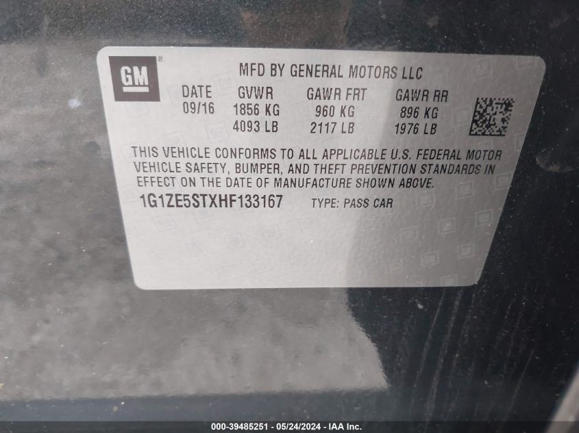 2017 CHEVROLET MALIBU 1LT - 1G1ZE5STXHF133167