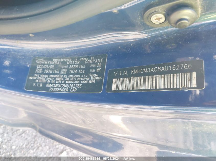 2010 Hyundai Accent Blue/Gs VIN: KMHCM3AC8AU162766 Lot: 39485335