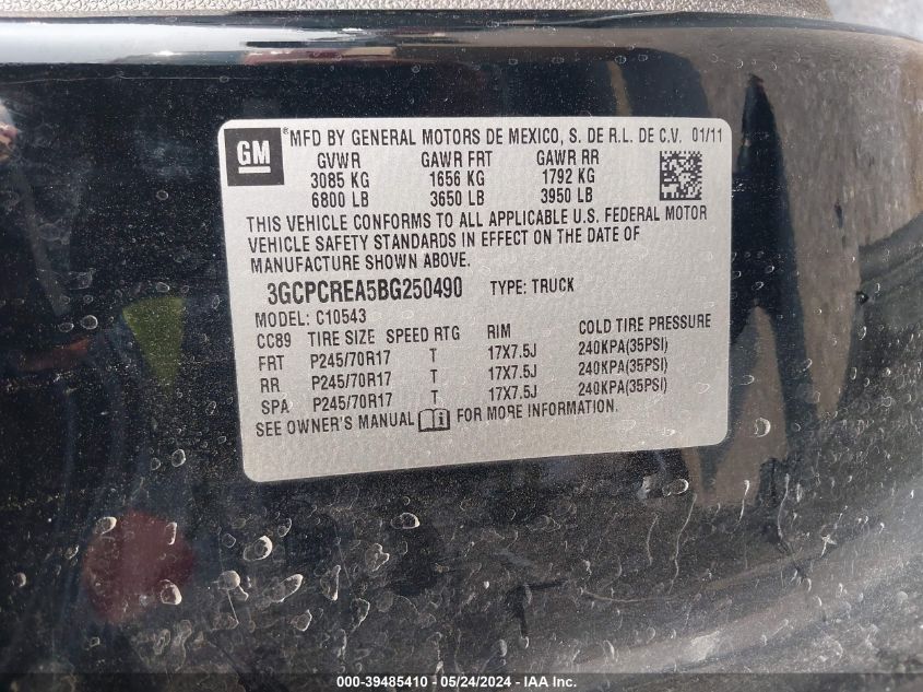 2011 Chevrolet Silverado 1500 Ls VIN: 3GCPCREA5BG250490 Lot: 39485410