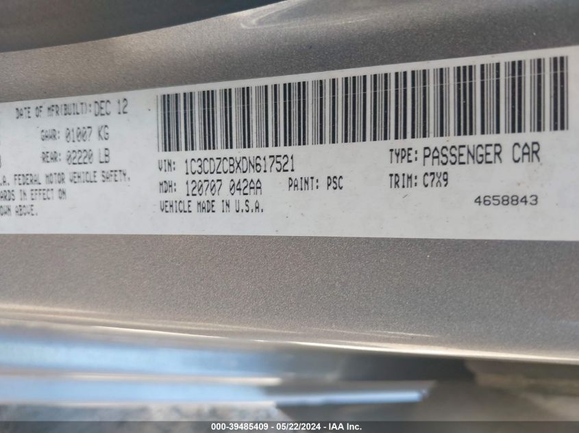 2013 DODGE AVENGER SXT - 1C3CDZCBXDN617521