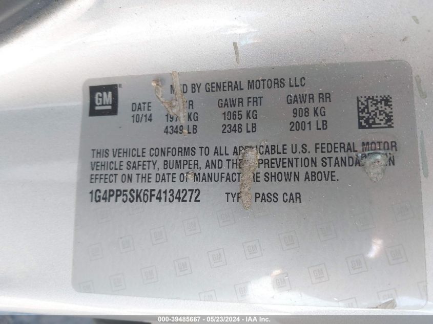 2015 Buick Verano VIN: 1G4PP5SK6F4134272 Lot: 39485667