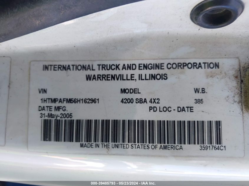 2006 International 4000 4200 VIN: 1HTMPAFM56H162961 Lot: 39485793