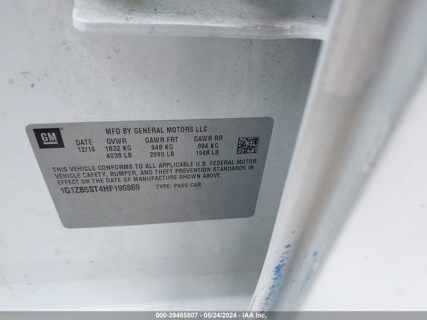 2017 Chevrolet Malibu Ls VIN: 1G1ZB5ST4HF196869 Lot: 39485807