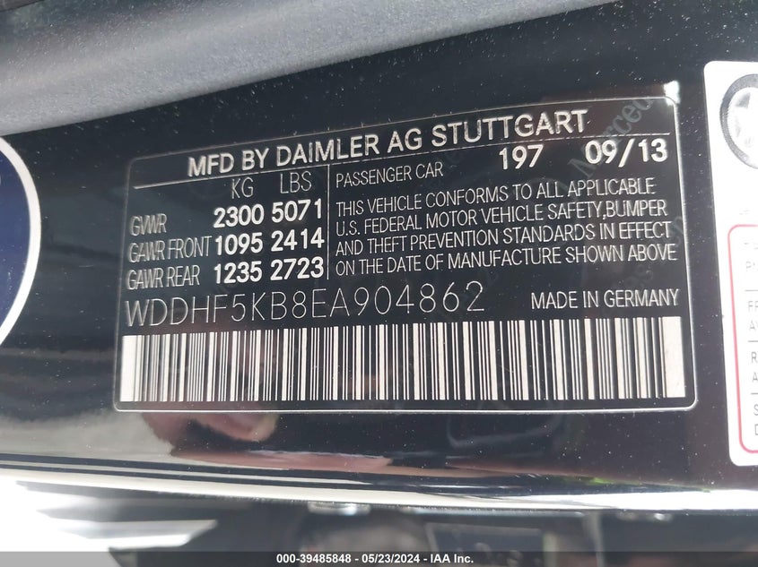 2014 MERCEDES-BENZ E 350 - WDDHF5KB8EA904862