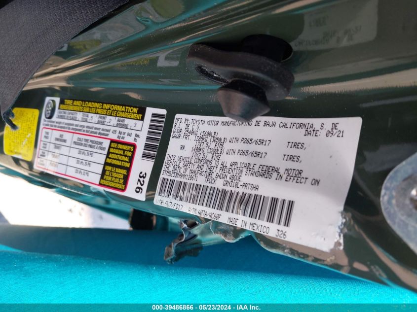 2021 Toyota Tacoma Trd Sport VIN: 3TMDZ5BN9MM120671 Lot: 39486866