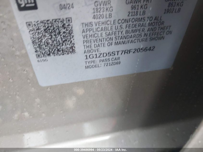 2024 CHEVROLET MALIBU LT - 1G1ZD5ST7RF205642