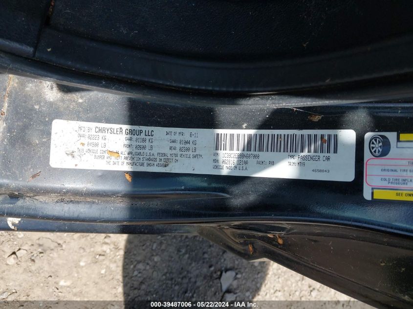 2011 Chrysler 200 Touring VIN: 1C3BC2EB9BN607000 Lot: 39487006