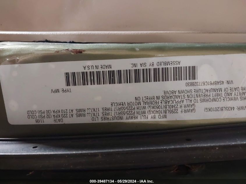 2007 Subaru Outback 2.5I VIN: 4S4BP61C677328830 Lot: 39487134