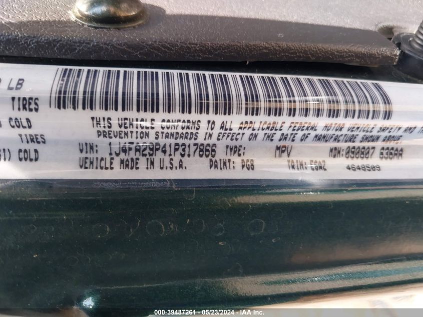 2001 Jeep Wrangler Se VIN: 1J4FA29P41P317866 Lot: 39487261