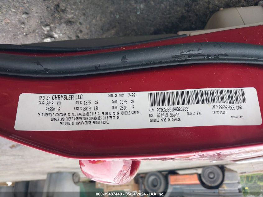 2008 Chrysler 300 Limited VIN: 2C3KA33G18H323033 Lot: 39487440