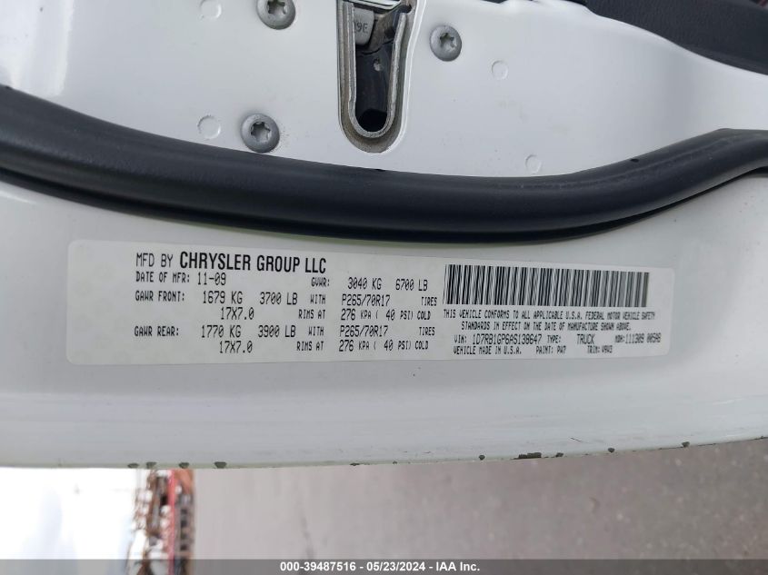 2010 Dodge Ram 1500 St VIN: 1D7RB1GP6AS138647 Lot: 39487516