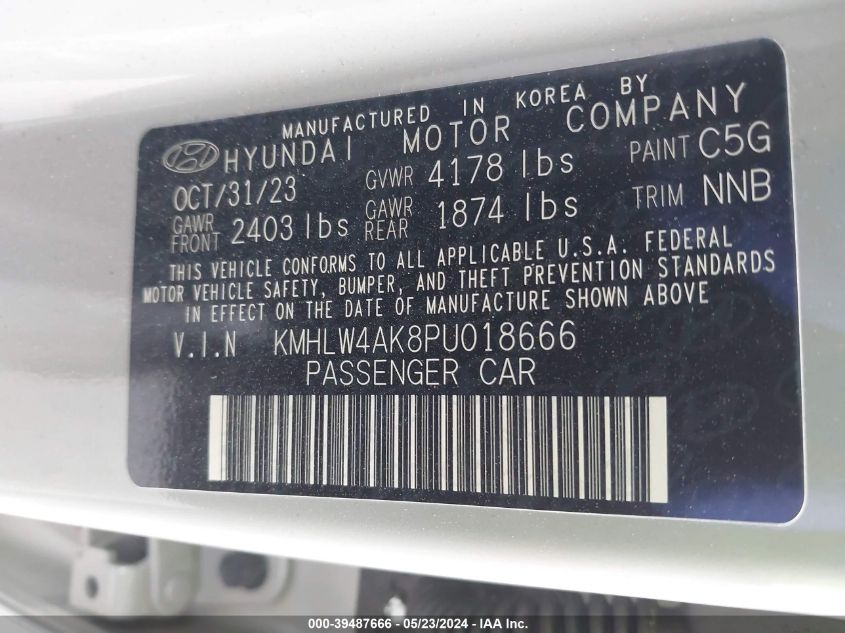 2023 Hyundai Elantra N VIN: KMHLW4AK8PU018666 Lot: 39487666