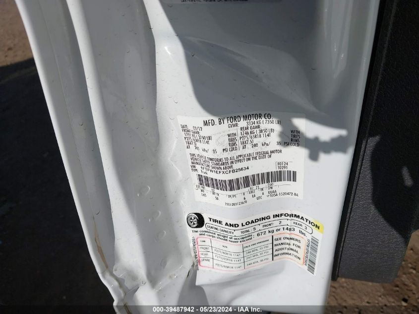 2012 Ford F-150 Fx4 VIN: 1FTFW1EFXCFB25634 Lot: 39487942