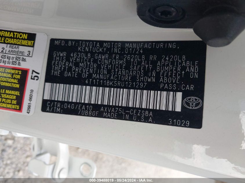 2024 TOYOTA CAMRY SE NIGHT SHADE/SE - 4T1T11BK5RU121297