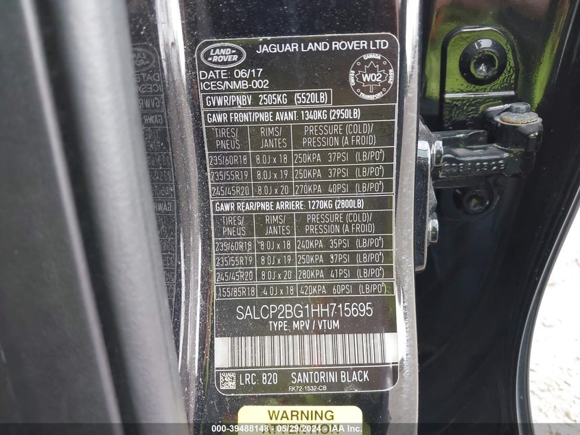 2017 LAND ROVER DISCOVERY SPORT SE - SALCP2BG1HH715695