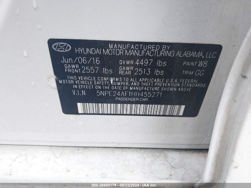 2017 HYUNDAI SONATA SE - 5NPE24AF1HH455271