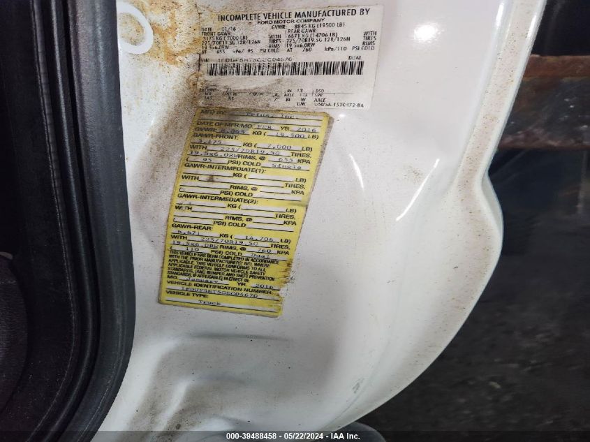 2016 Ford F550 Super Duty VIN: 1FDUF5HT5GEC04670 Lot: 39488458